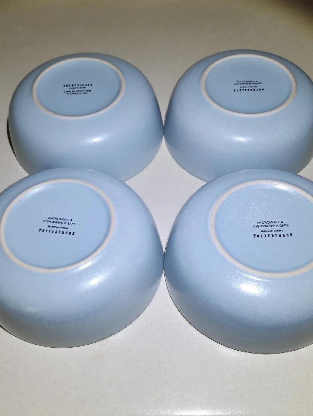 Pottery Barn Pale Blue Ceramic Serving Bowls - Set of 4 Cottagecore